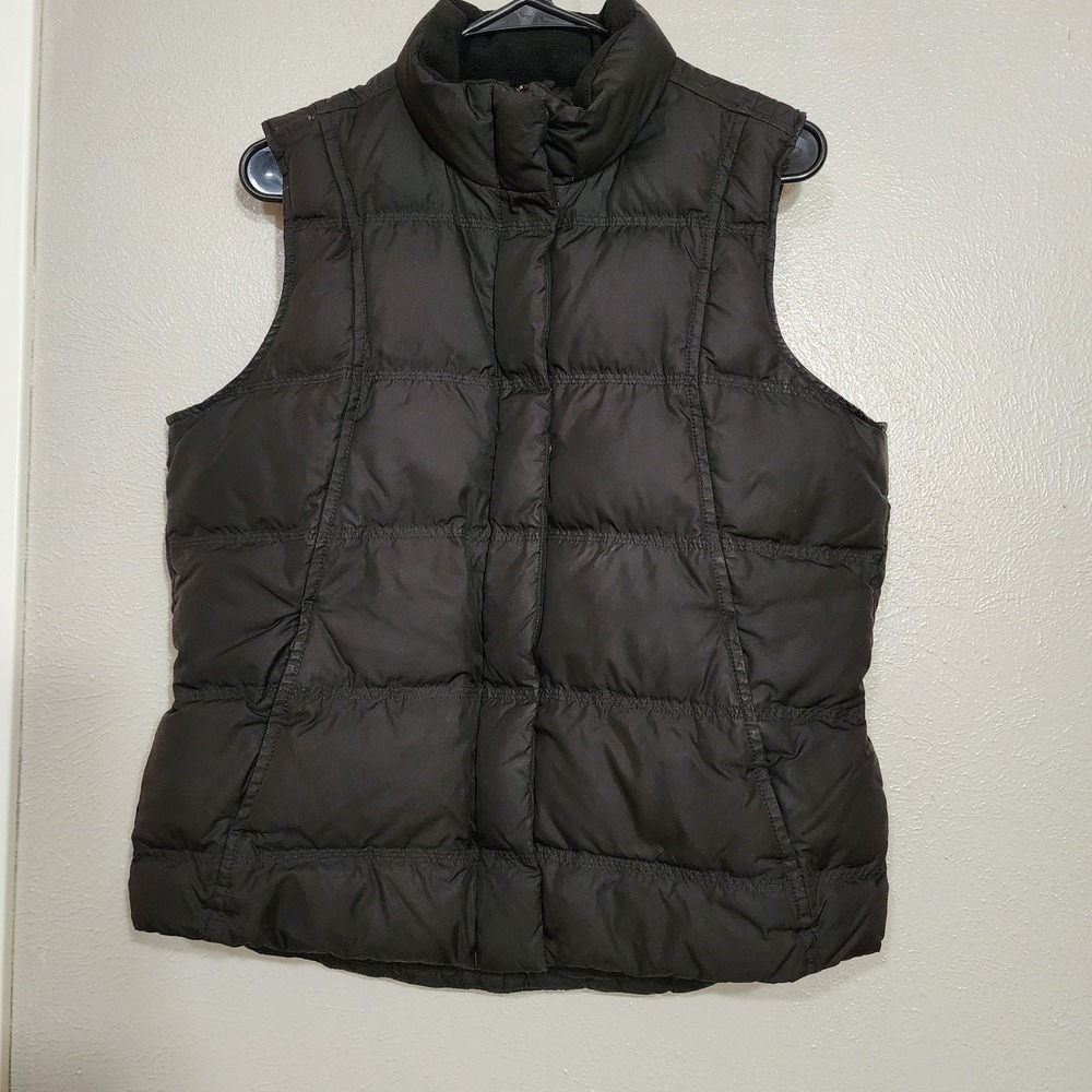 Eddie Bauer Goose Down  Puffer Vest Women's Size Medium‎ Black Zipper Pockets
